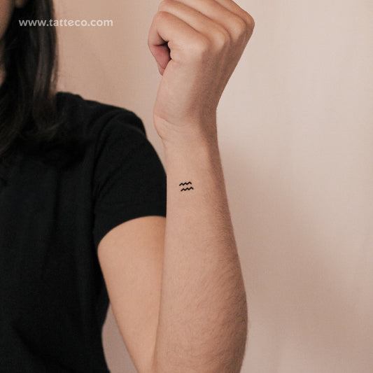 Aquarius Zodiac Symbol 2-Week Temporary Tattoo - Set of 2