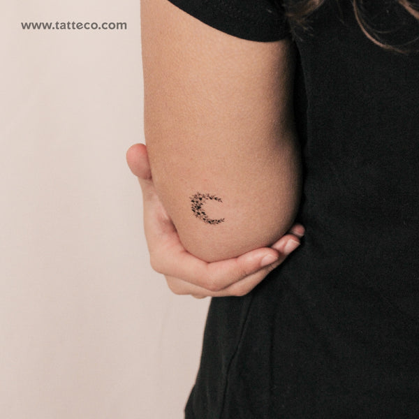 Small Flower Moon Crescent Semi-Permanent Tattoo - Set of 2