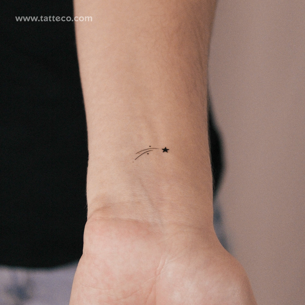Tatuaje semipermanente de estrella fugaz pequeña (juego de 2)