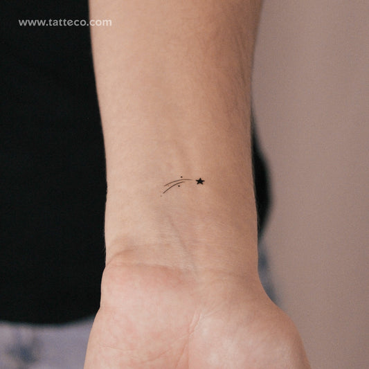 Tatuaje semipermanente de estrella fugaz pequeña (juego de 2)