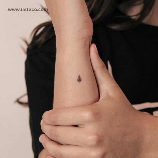 Tatuaje semipermanente de un pequeño pino (juego de 2)
