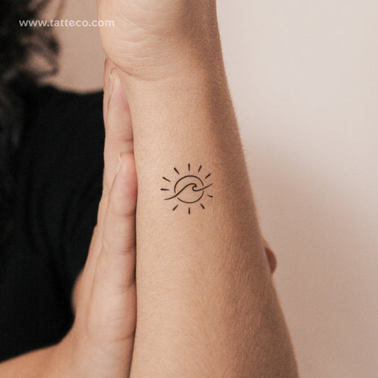 Tatuaje semipermanente de sol y olas (juego de 2)