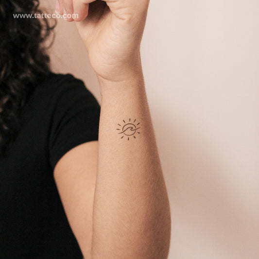 Tatuaje semipermanente de sol y olas (juego de 2)