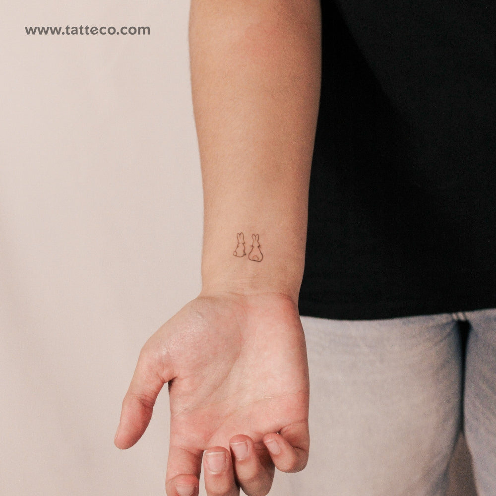 Rabbit Couple Semi-Permanent Tattoo - Set of 2