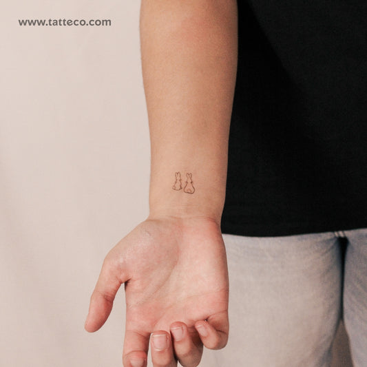 Rabbit Couple Semi-Permanent Tattoo - Set of 2