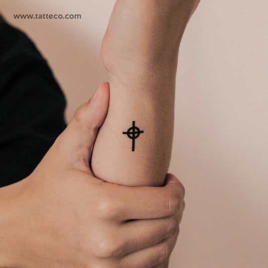 Tatuaje semipermanente de cruz celta (juego de 2)