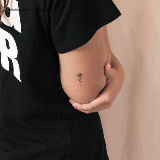 Tatuaje semipermanente de rosa de línea fina - Juego de 2