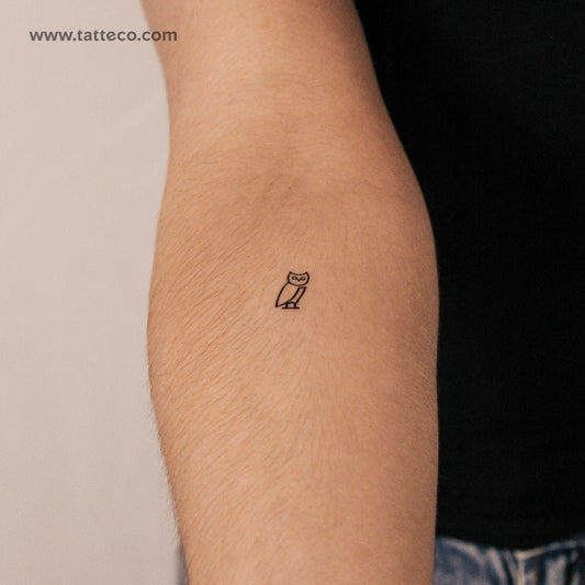 Tatuaje semipermanente minimalista de búho (juego de 2)