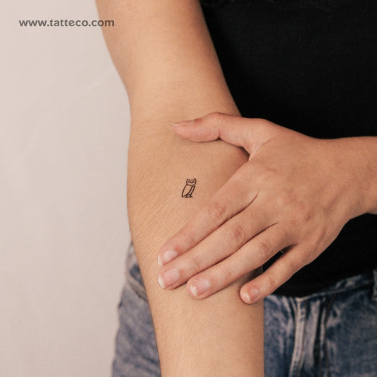 Tatuaje semipermanente minimalista de búho (juego de 2)