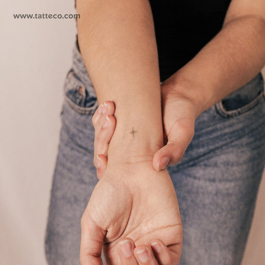 Tatuaje semipermanente de estrella del norte diminuta (juego de 2)
