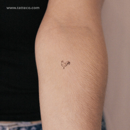 Tatuaje semipermanente de gallo pequeño (juego de 2)