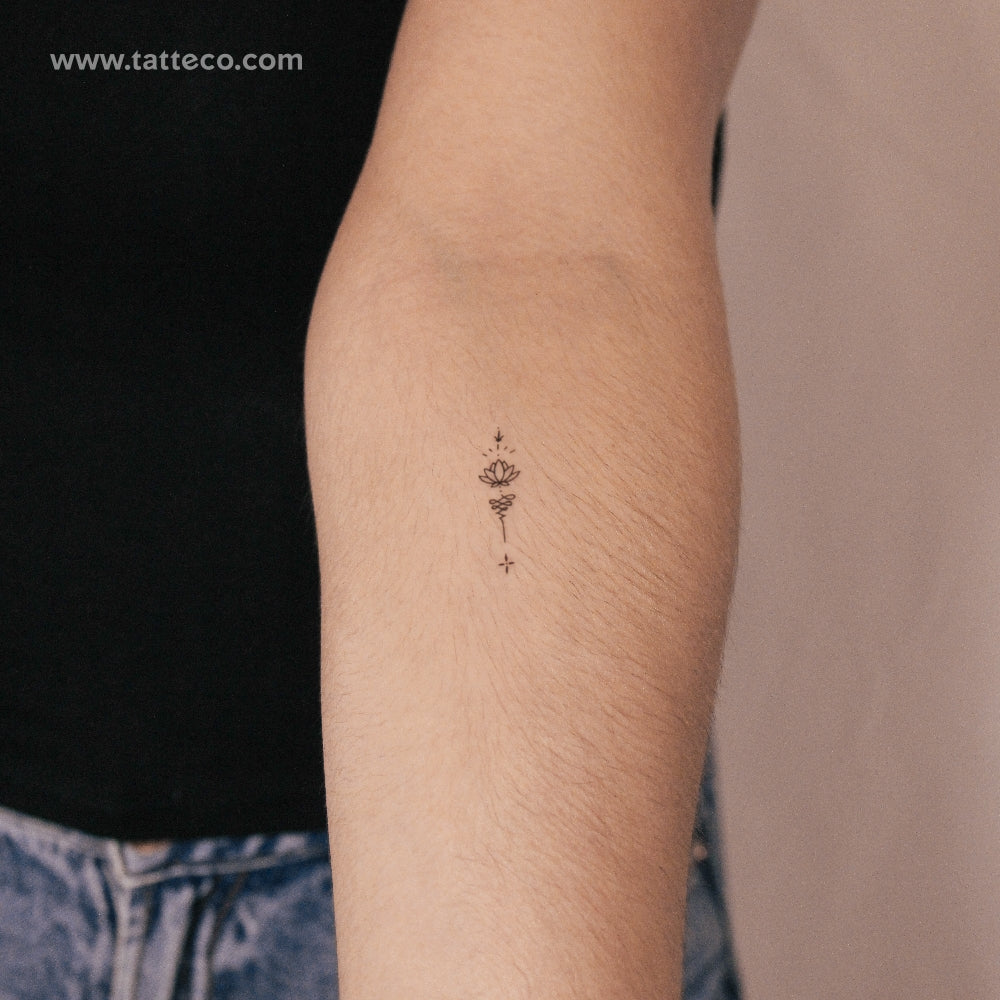 Ornamental Lotus Unalome Semi-Permanent Tattoo - Set of 2
