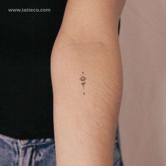 Tatuaje semipermanente ornamental Lotus Unalome - Juego de 2