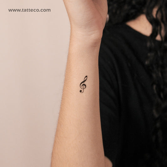 Tatuaje semipermanente de clave de sol (juego de 2)