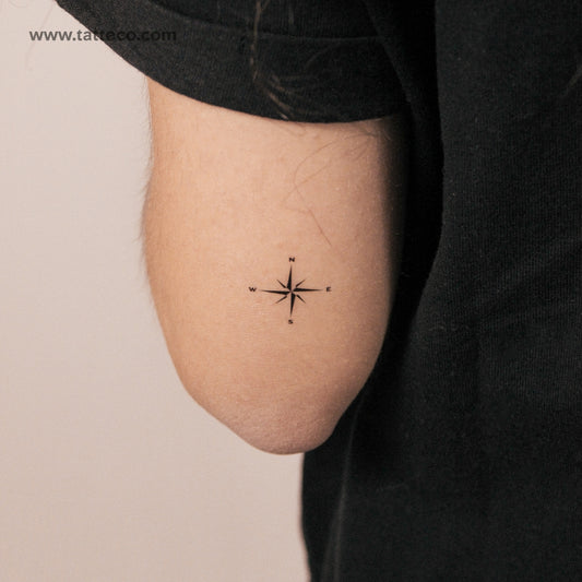 Tatuaje temporal de rosa de los vientos (2 semanas) - Juego de 2