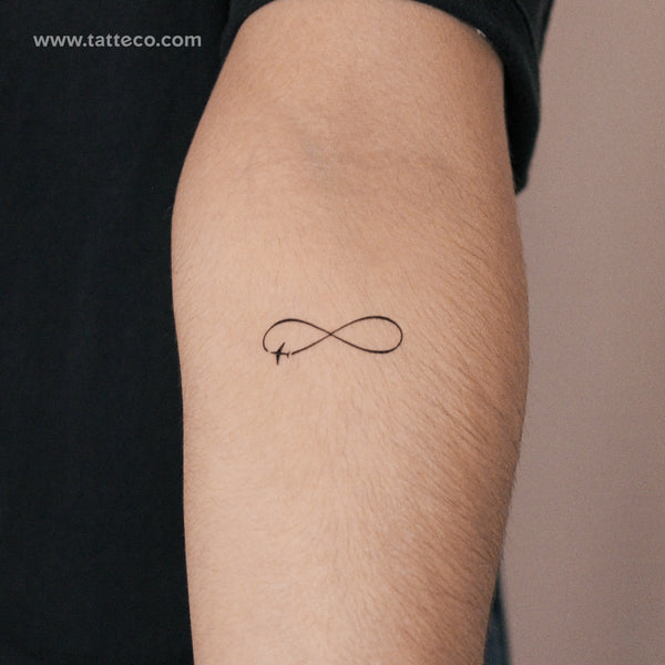 Airplane Infinity Symbol Semi-Permanent Tattoo - Set of 2