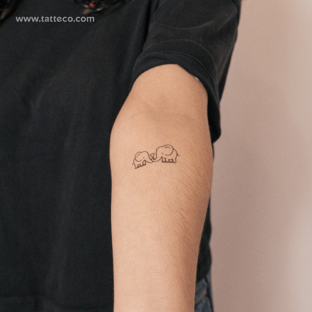 Tatuaje semipermanente de elefantes enamorados (juego de 2)