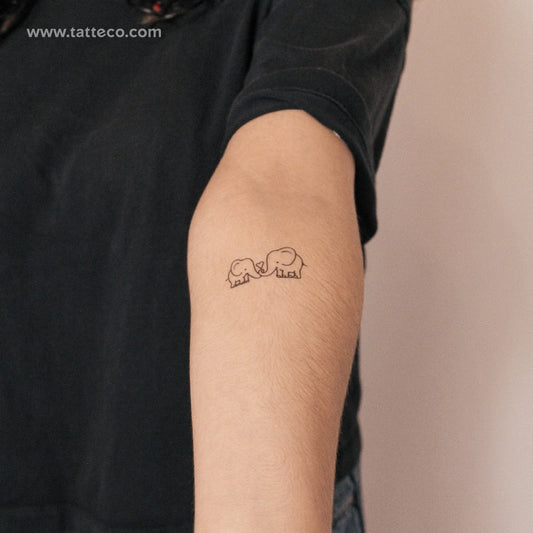 Tatuaje semipermanente de elefantes enamorados (juego de 2)
