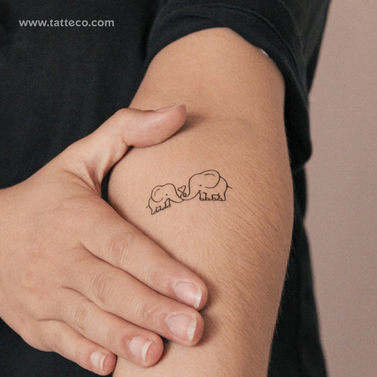 Tatuaje semipermanente de elefantes enamorados (juego de 2)