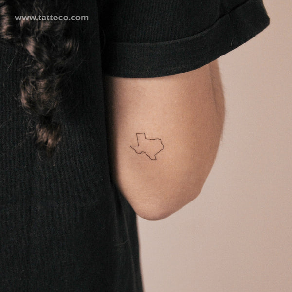 Fine Line Texas Map Semi-Permanent Tattoo - Set of 2