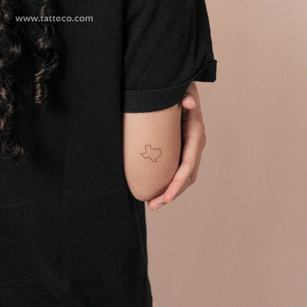 Fine Line Texas Map Semi-Permanent Tattoo - Set of 2