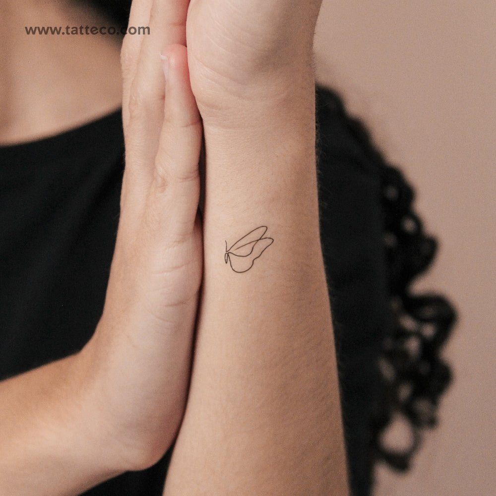 Continuous Line Butterfly Semi-Permanent Tattoo - Set of 2