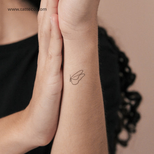 Tatuaje semipermanente de mariposa de línea continua - Juego de 2