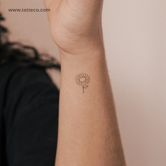 Minimalist Sunflower Semi-Permanent Tattoo - Set of 2