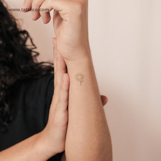 Minimalist Sunflower Semi-Permanent Tattoo - Set of 2