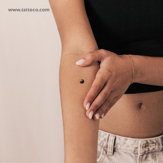 Tatuaje semipermanente de corazón Yin Yang (juego de 2)