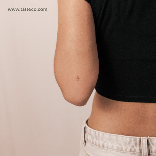 One Line Airplane Semi-Permanent Tattoo - Set of 2