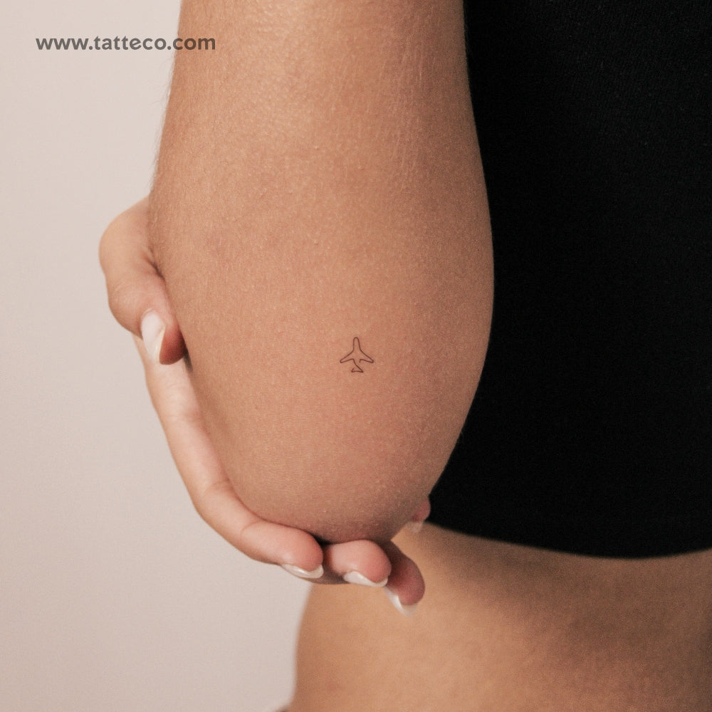 Tatuaje semipermanente de avión de una línea (juego de 2)