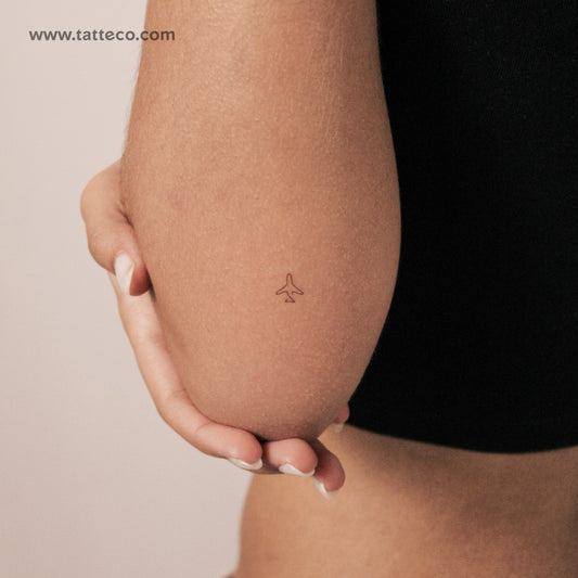 One Line Airplane Semi-Permanent Tattoo - Set of 2