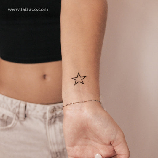 Tatuaje semipermanente de contorno de estrella - Juego de 2