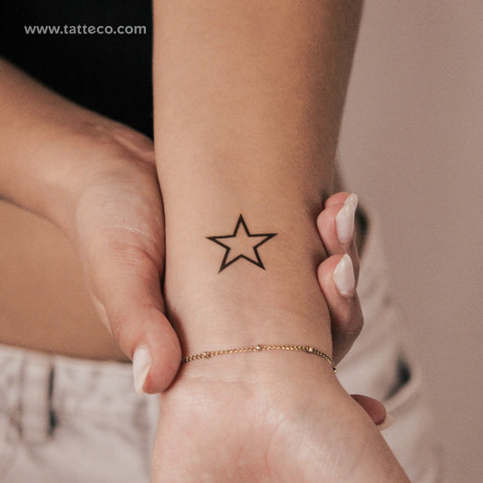 Tatuaje semipermanente de contorno de estrella - Juego de 2