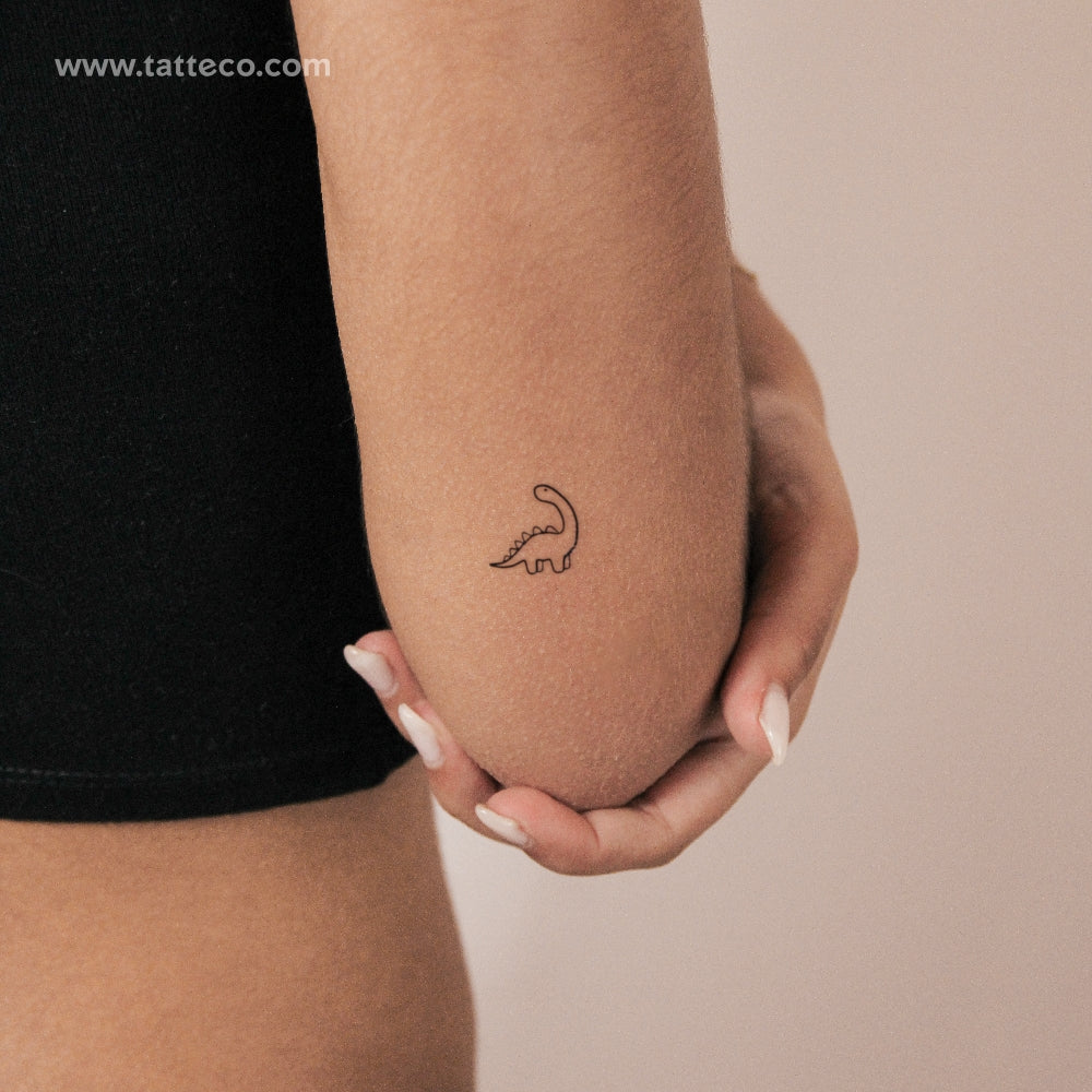Minimalist Diplodocus Semi-Permanent Tattoo - Set of 2