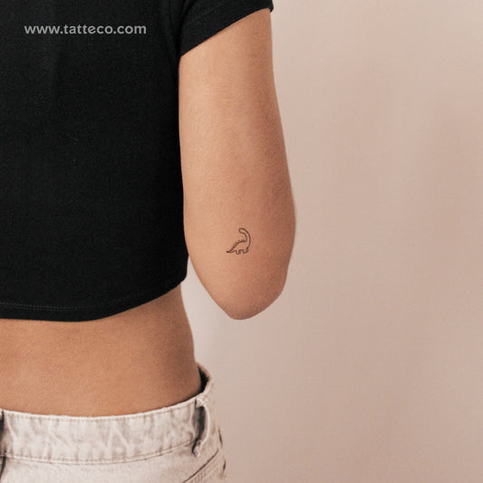 Tatuaje semipermanente minimalista de diplodocus (juego de 2)
