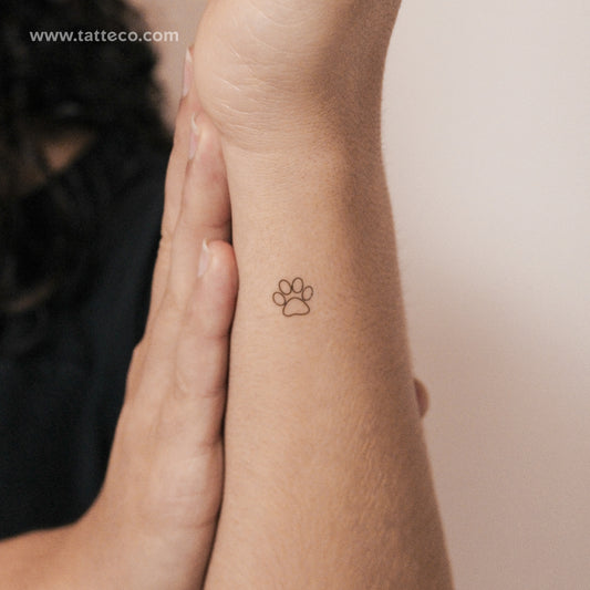 Little Paw Outline Semi-Permanent Tattoo - Set of 2
