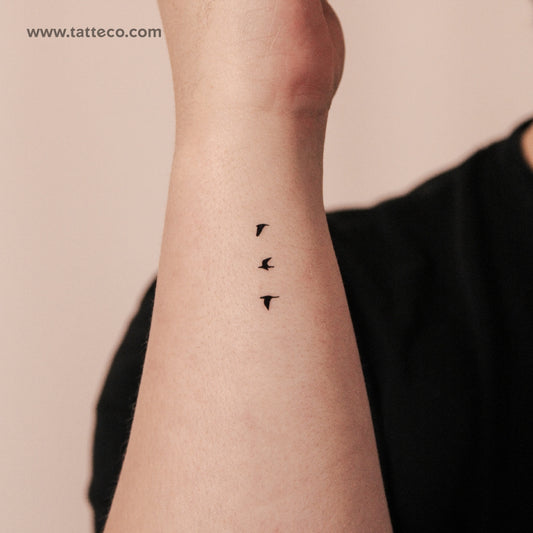 Tiny Flying Birds Semi-Permanent Tattoo - Set of 2