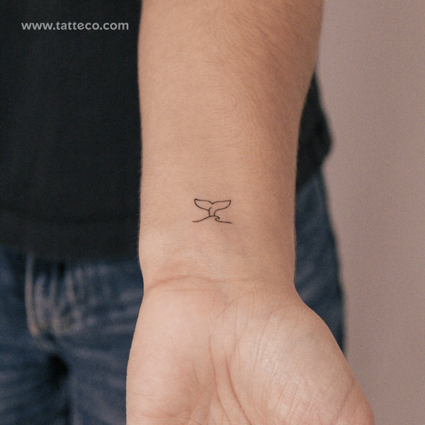 Wave And Whale Tail Semi-Permanent Tattoo - Set of 2
