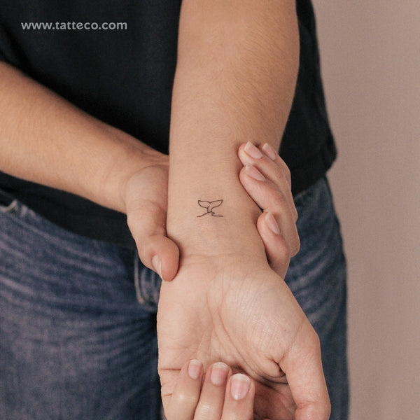 Wave And Whale Tail Semi-Permanent Tattoo - Set of 2