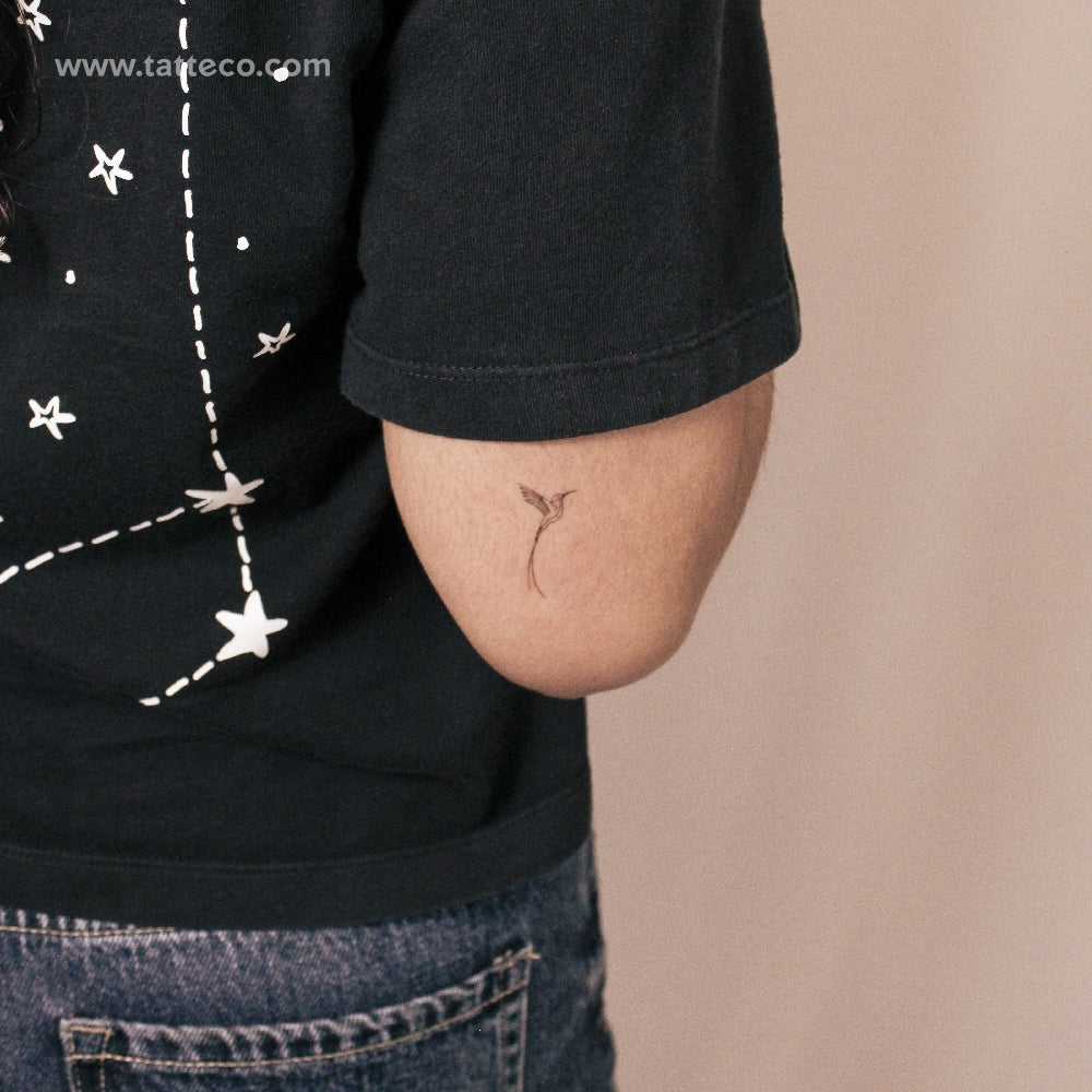 Small Long-tailed Sylph Hummingbird Semi-Permanent Tattoo - Set of 2