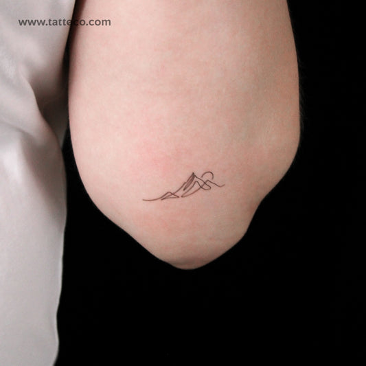 Single Line Mountain Sunrise Semi-Permanent Tattoo - Set of 2