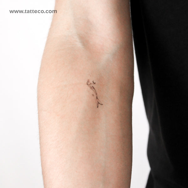Moon Holding Mermaid By Stefano Mazza Temporary Tattoo - Set of 3