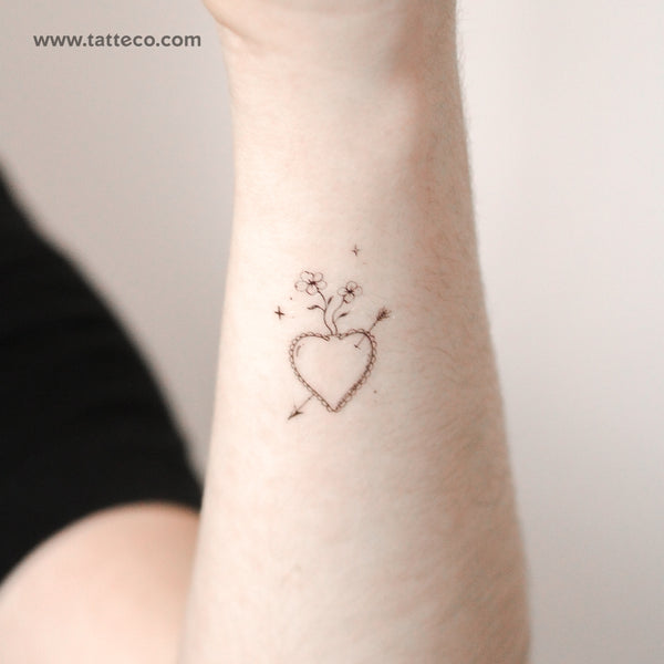 Heart And Arrow By Stefano Mazza Temporary Tattoo - Set of 3