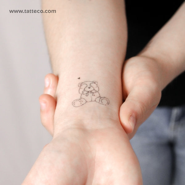Shy Teddy Bear By Stefano Mazza Temporary Tattoo - Set of 3
