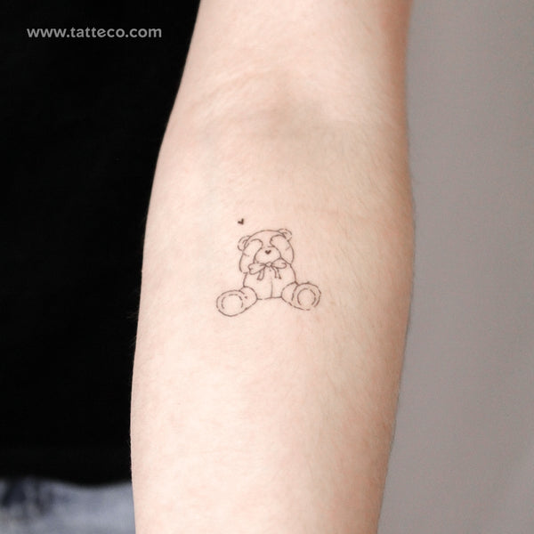 Shy Teddy Bear By Stefano Mazza Temporary Tattoo - Set of 3