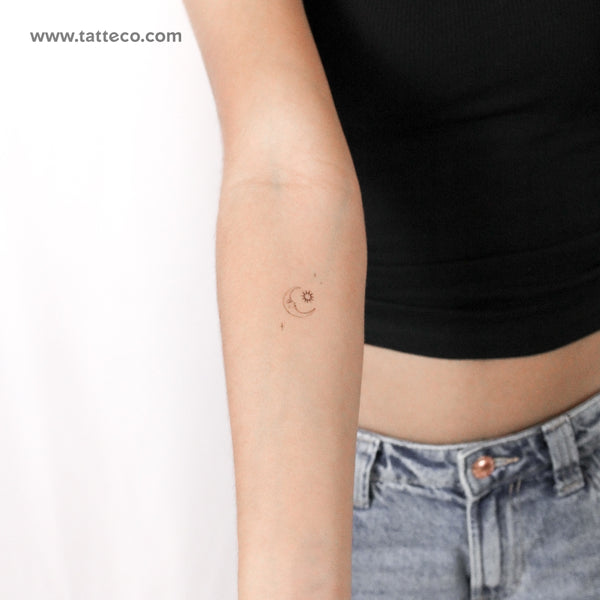 Crescent And Sun By Stefano Mazza Temporary Tattoo - Set of 3