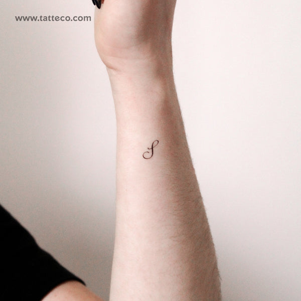 Tatuaje temporal con letra S cursiva (juego de 3)