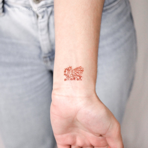 Tatuaje temporal de dragón galés rojo (juego de 3)